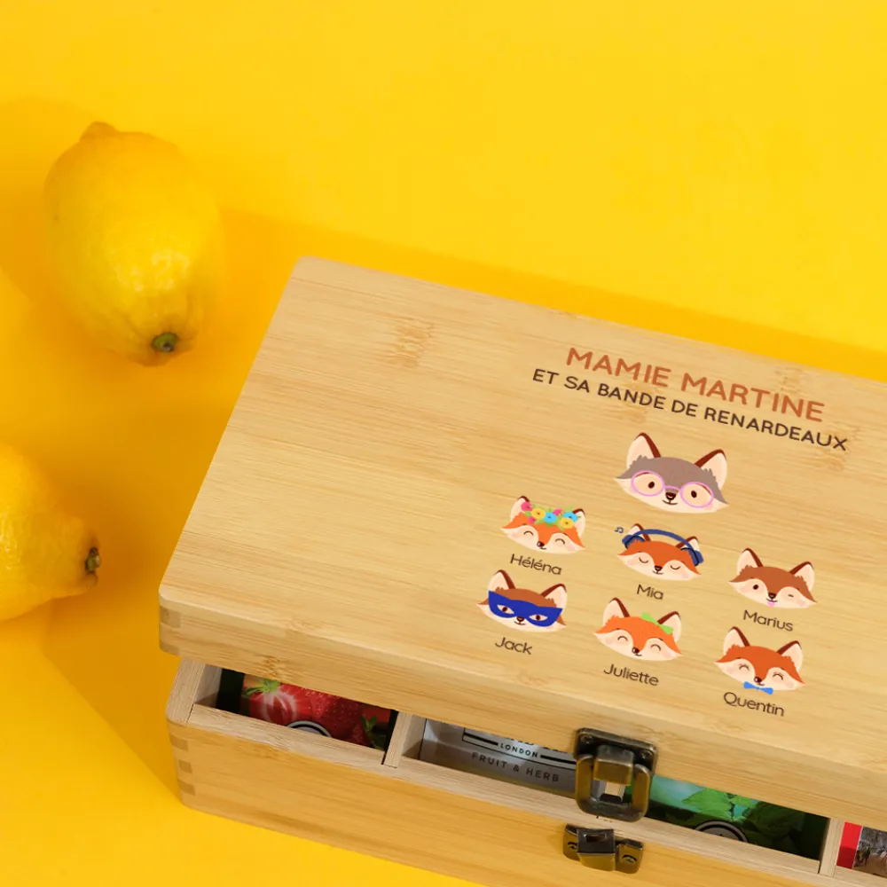 Boîte à thé personnalisée - Mamie Renard et sa meute|Cadeaux.com Outlet