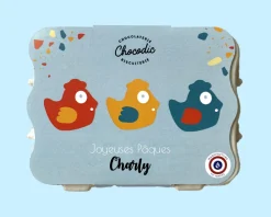 Boîte d'oeufs personnalisable et ses Poussins au chocolat noir, lait et blanc|Cadeaux.com Outlet