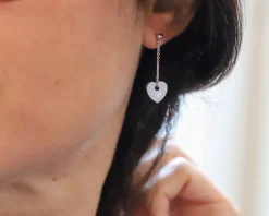 Boucles d'Oreilles Coeur gravé en Argent véritable|Cadeaux.com Outlet