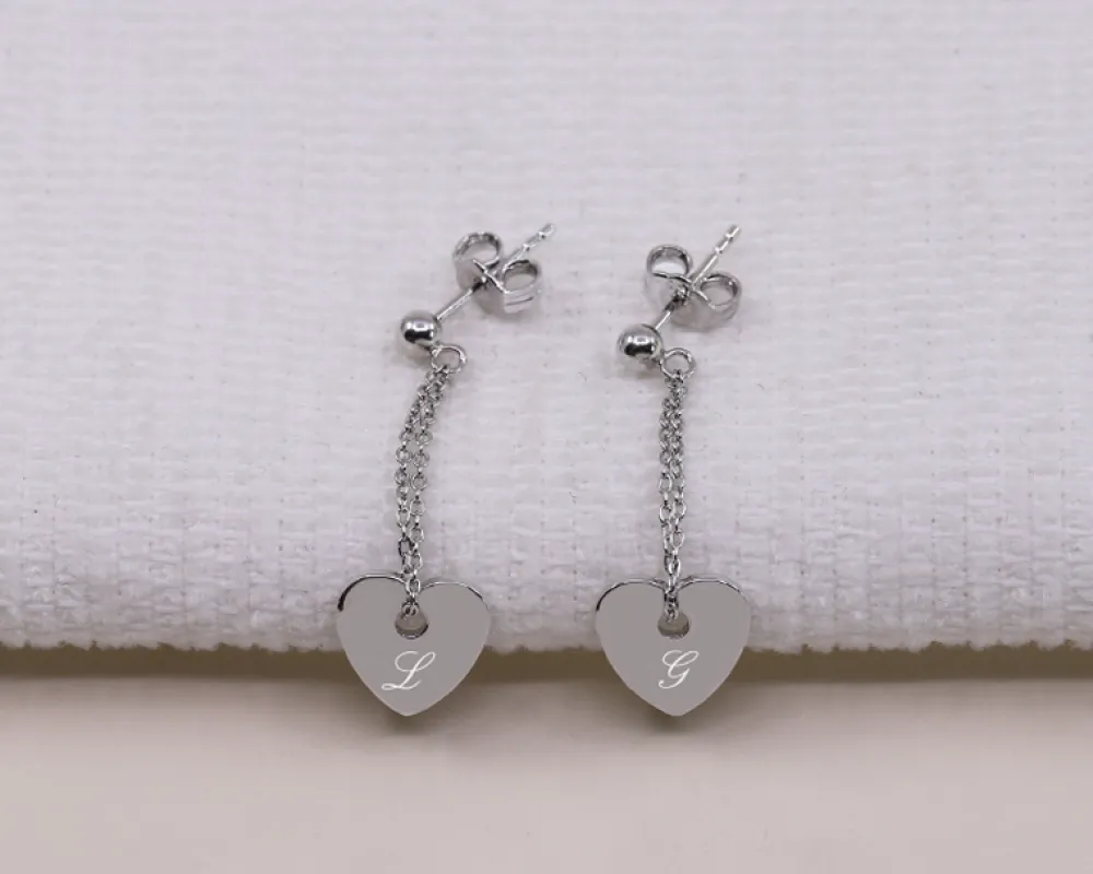 Boucles d'Oreilles Coeur gravé en Argent véritable|Cadeaux.com Outlet