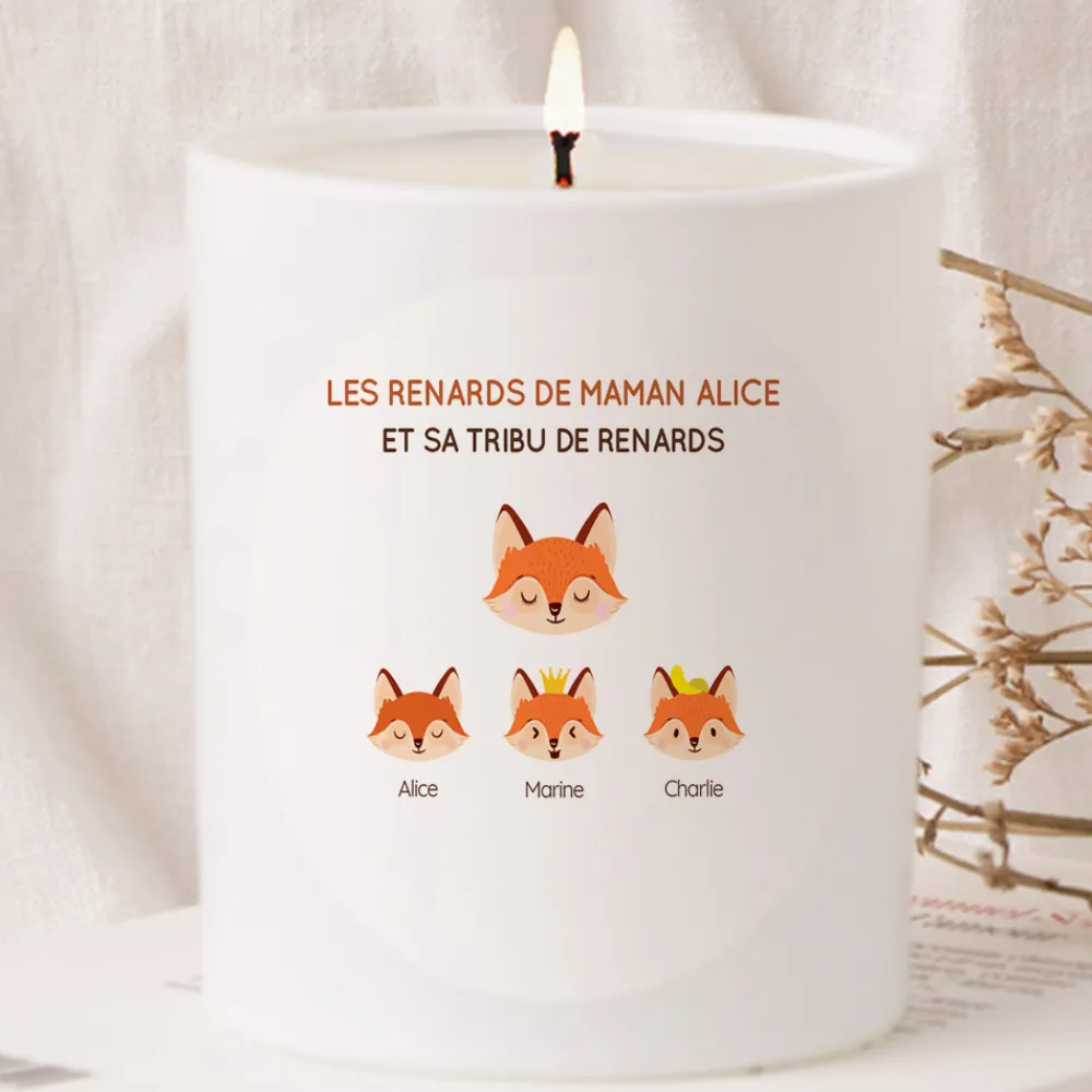Bougie personnalisée - Maman Renard et sa meute|Cadeaux.com Outlet