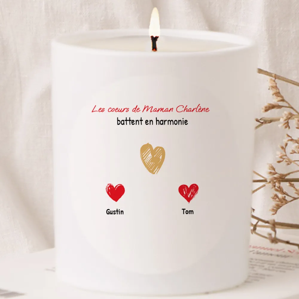 Bougie personnalisée - Maman et ses petits coeurs|Cadeaux.com New