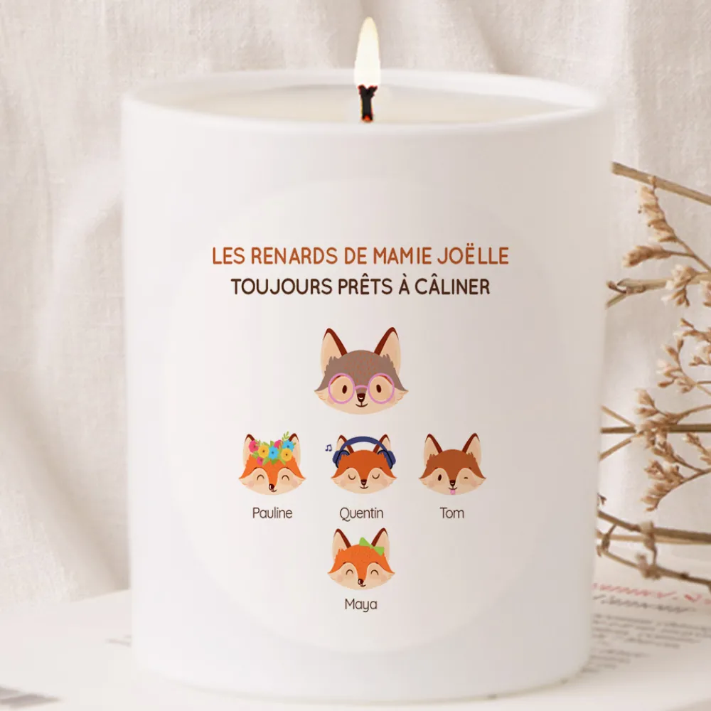 Bougie personnalisée - Mamie Renard et sa meute|Cadeaux.com Outlet