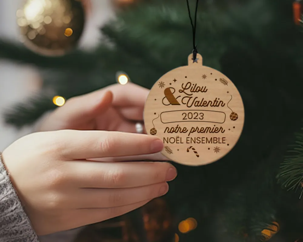 Boule de Noël personnalisée couple - Premier Noël ensemble|Cadeaux.com Discount