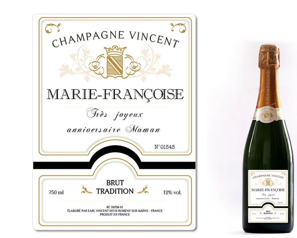 Bouteille de champagne personnalisée - Prénom et message|Cadeaux.com Best