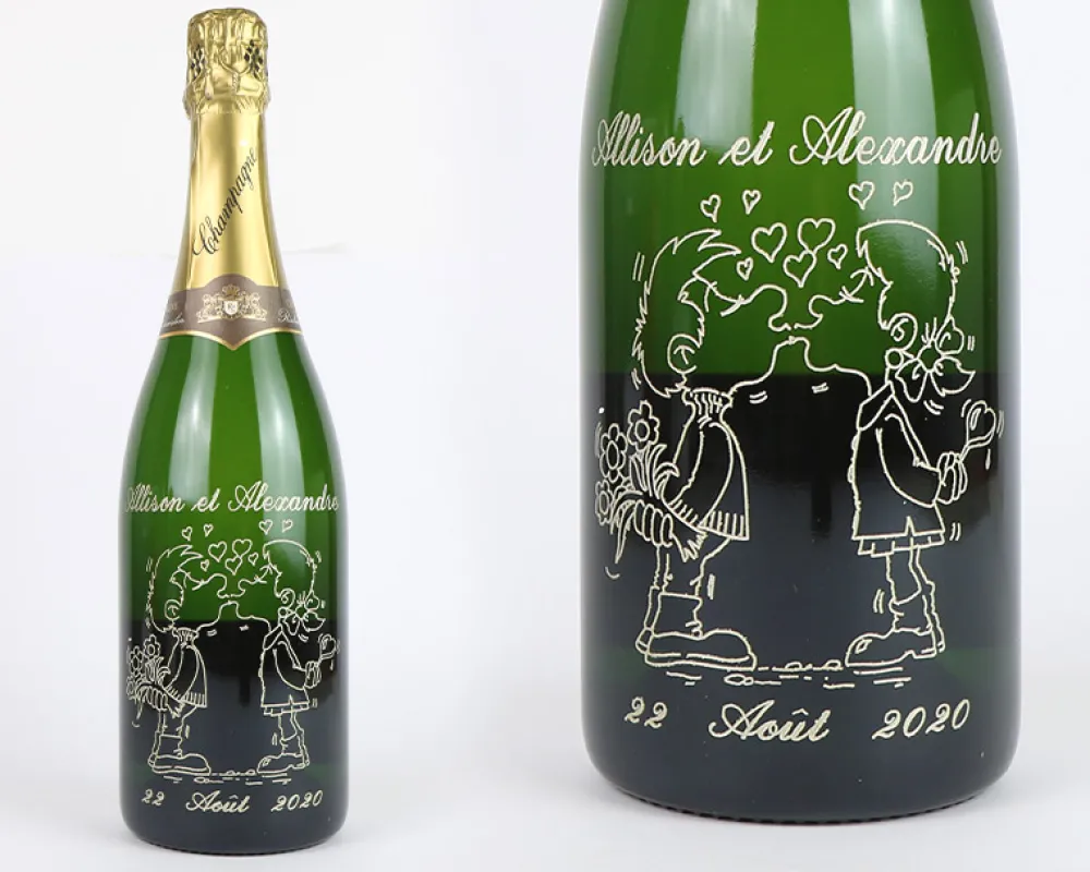 Bouteille de champagne personnalisée gravée - Avec flûtes à champagne|Cadeaux.com Best