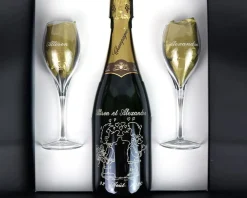 Bouteille de champagne personnalisée gravée - Avec flûtes à champagne|Cadeaux.com Best