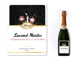 Bouteille de champagne personnalisée anniversaire - Bougie|Cadeaux.com Discount