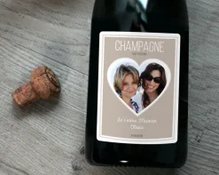 Bouteille de champagne personnalisée photo et message - Coeur Photo|Cadeaux.com