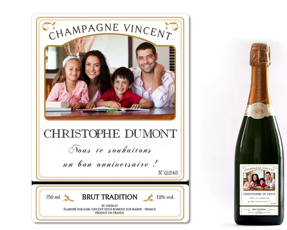 Bouteille de champagne personnalisée - Photo|Cadeaux.com