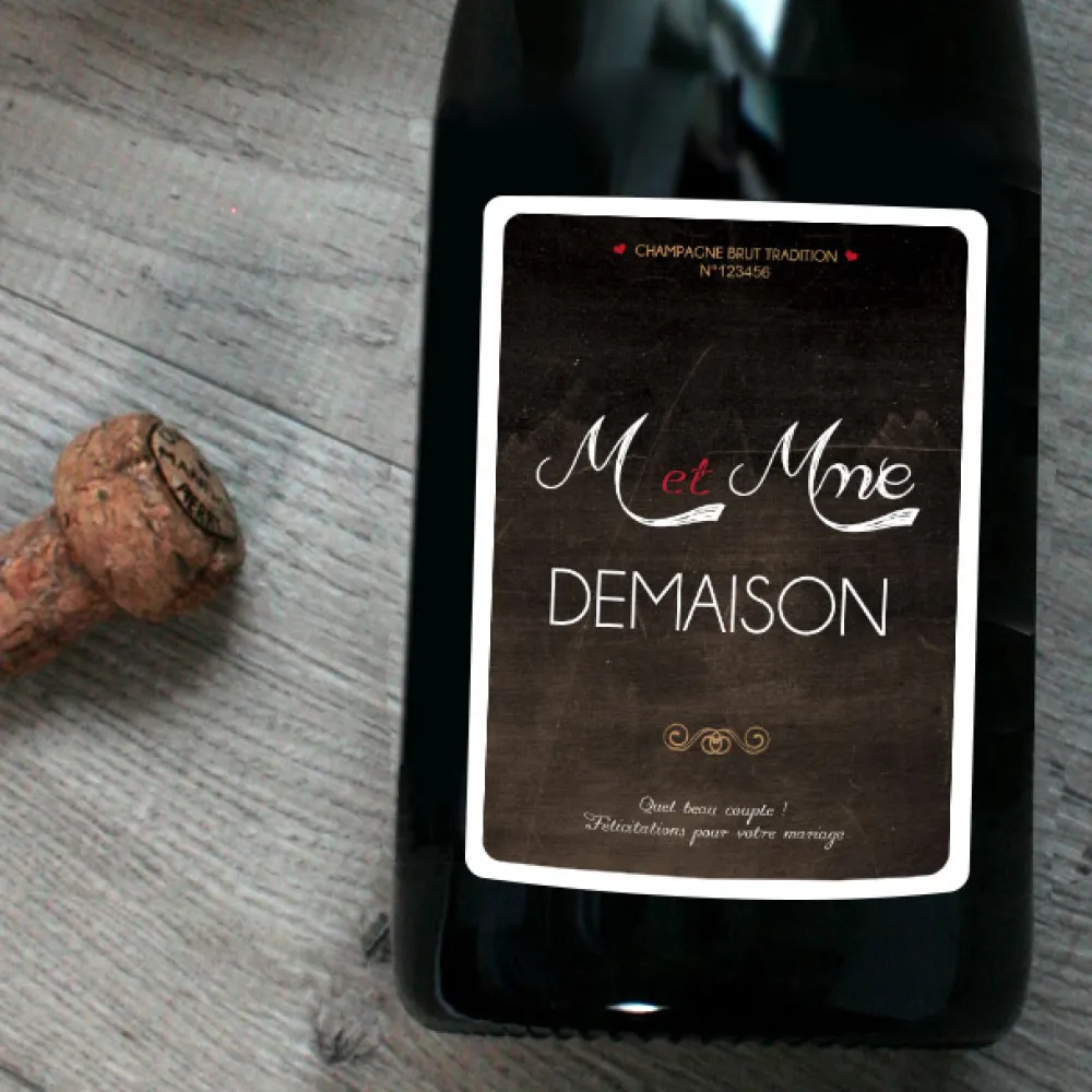 Bouteille de champagne personnalisée mariage - M. & Mme|Cadeaux.com Hot