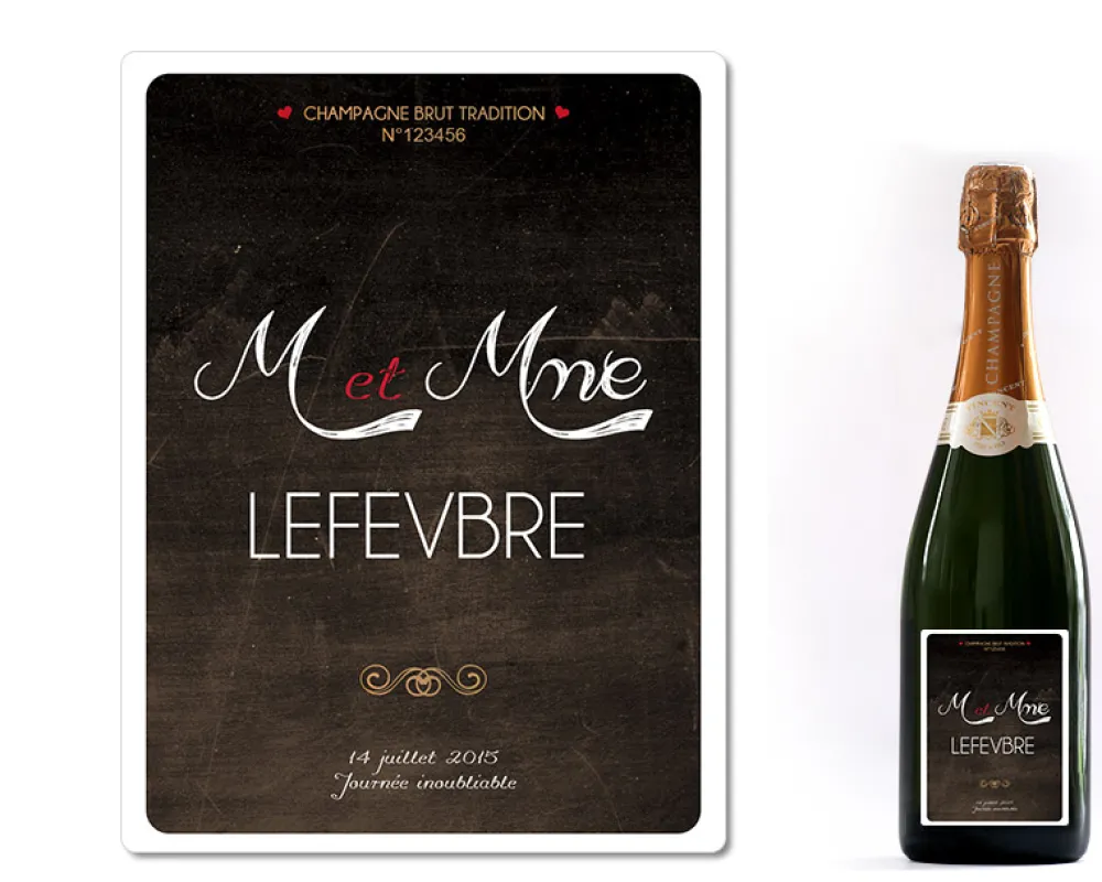 Bouteille de champagne personnalisée mariage - M. & Mme|Cadeaux.com Hot