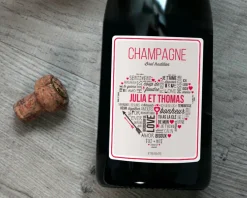Bouteille de champagne personnalisée prénoms couple - Mots d'Amour|Cadeaux.com Discount
