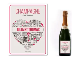 Bouteille de champagne personnalisée prénoms couple - Mots d'Amour|Cadeaux.com Discount
