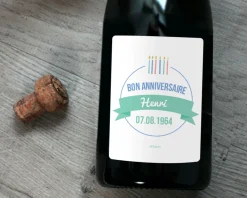 Bouteille de champagne personnalisée anniversaire - Bougies Vert|Cadeaux.com Best