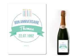Bouteille de champagne personnalisée anniversaire - Bougies Vert|Cadeaux.com Best