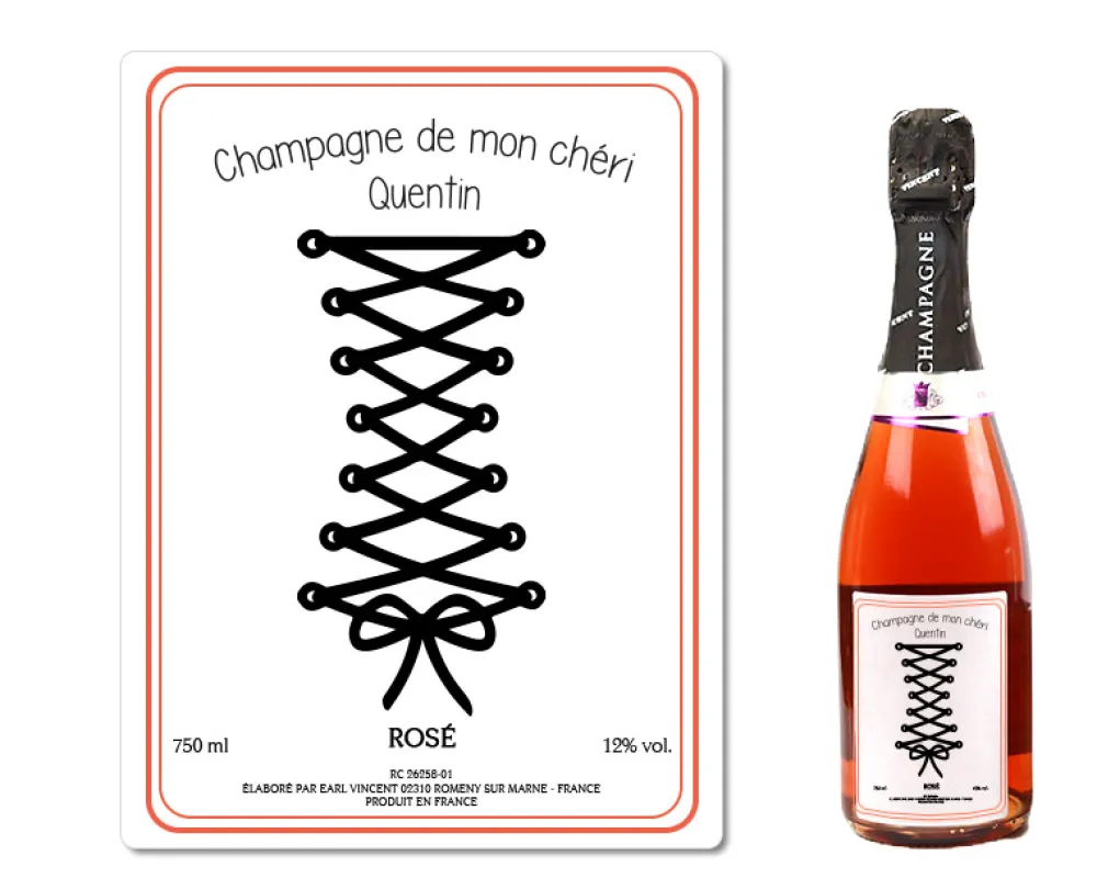 Bouteille de champagne personnalisée couple - Corset|Cadeaux.com