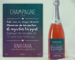 Bouteille de champagne rosé personnalisée couple - Message romantique|Cadeaux.com
