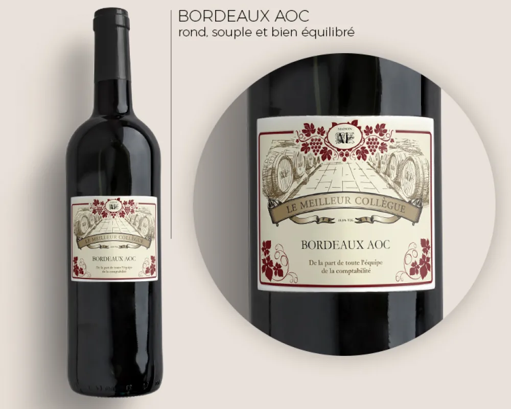 Bouteille de vin de Bordeaux personnalisée message - Avec coffret sommelier|Cadeaux.com Outlet