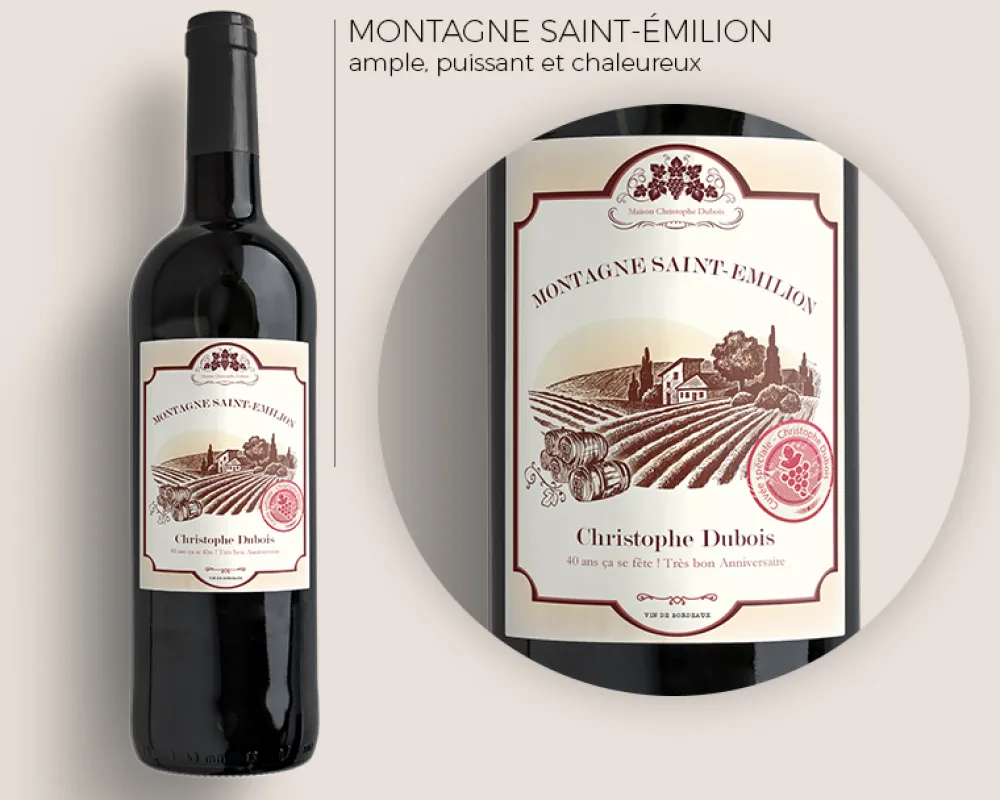Bouteille de vin de Bordeaux personnalisée message - Avec coffret sommelier|Cadeaux.com Outlet