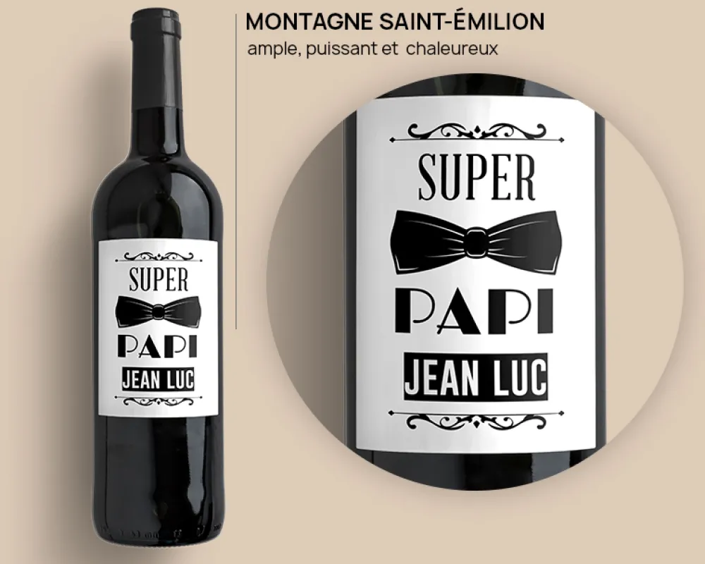 Bouteille de vin de Bordeaux personnalisée - Meilleur Grand-Père|Cadeaux.com Outlet