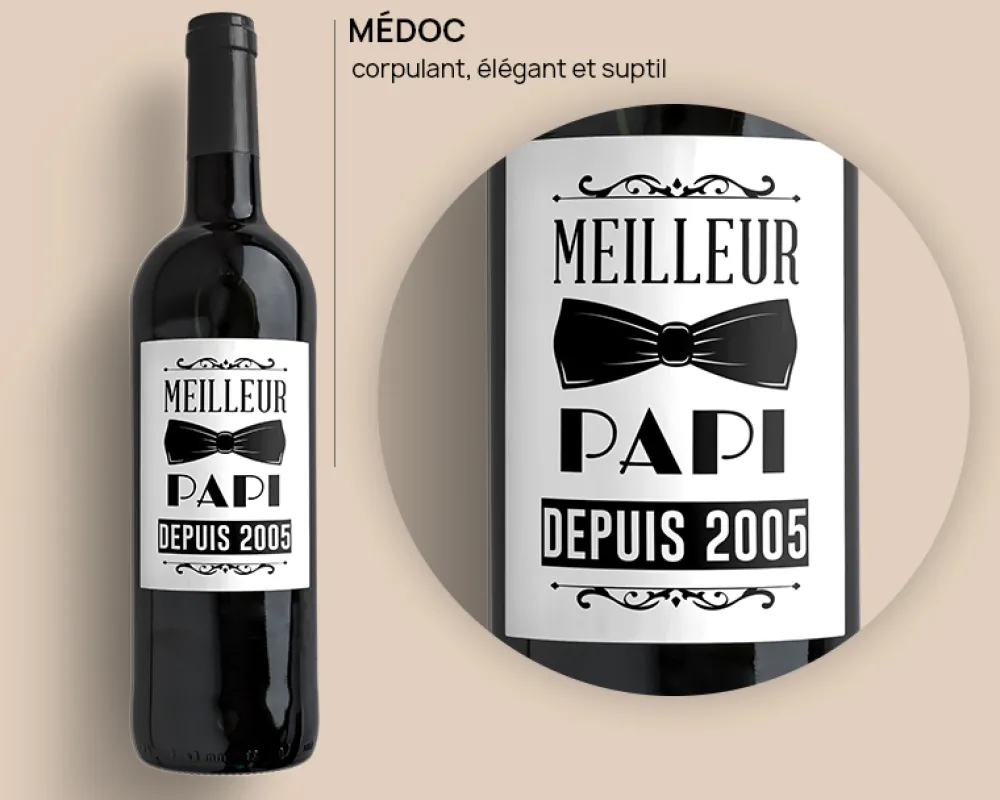 Bouteille de vin de Bordeaux personnalisée - Meilleur Grand-Père|Cadeaux.com Outlet