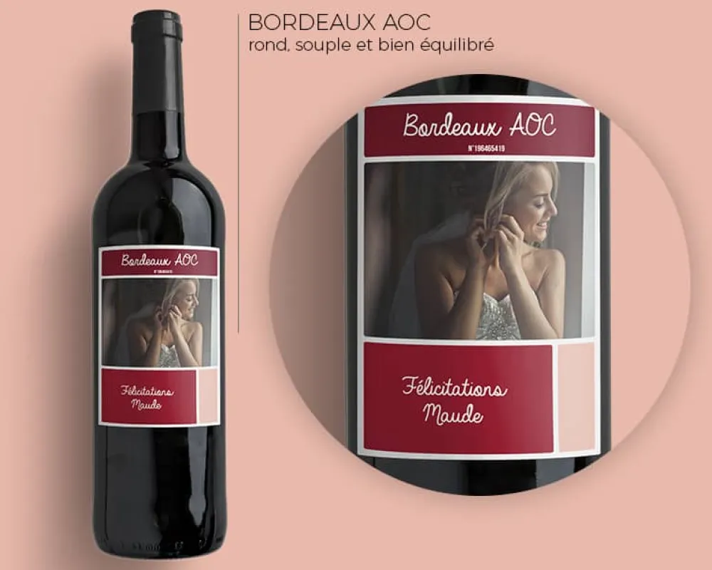 Bouteille de vin de Bordeaux personnalisée photo - Elegance|Cadeaux.com Best