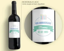 Bouteille de vin de Bordeaux personnalisée anniversaire - Bougies Vert|Cadeaux.com Sale