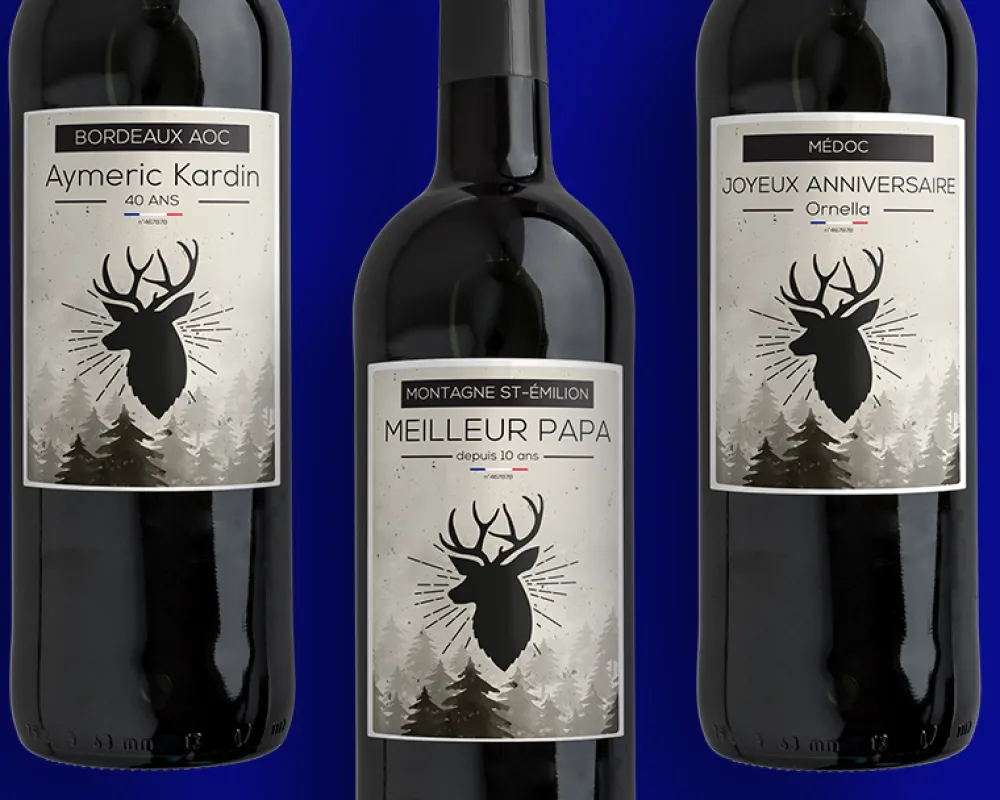 Bouteille de vin de Bordeaux personnalisée anniversaire - Cerf|Cadeaux.com Online