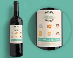 Bouteille de vin de Bordeaux personnalisée famille - Family Circus|Cadeaux.com