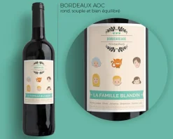 Bouteille de vin de Bordeaux personnalisée famille - Family Circus|Cadeaux.com