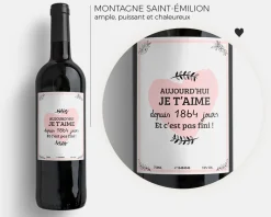 Bouteille de vin de Bordeaux personnalisée couple - Aujourd'hui je t'aime depuis|Cadeaux.com