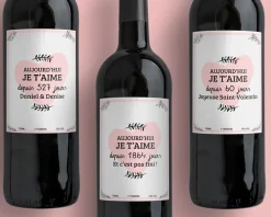 Bouteille de vin de Bordeaux personnalisée couple - Aujourd'hui je t'aime depuis|Cadeaux.com