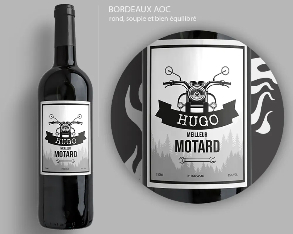 Bouteille de vin de Bordeaux personnalisée prénom - Moto|Cadeaux.com Best