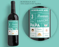 Bouteille de vin de Bordeaux personnalisée papa - Family Circus|Cadeaux.com Hot