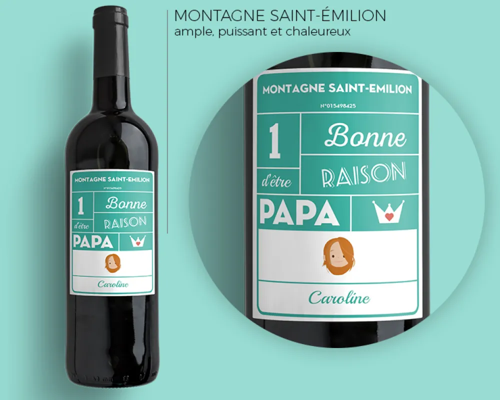 Bouteille de vin de Bordeaux personnalisée papa - Family Circus|Cadeaux.com Hot