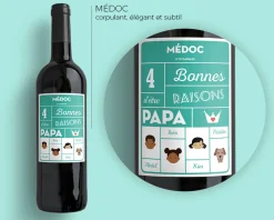 Bouteille de vin de Bordeaux personnalisée papa - Family Circus|Cadeaux.com Hot