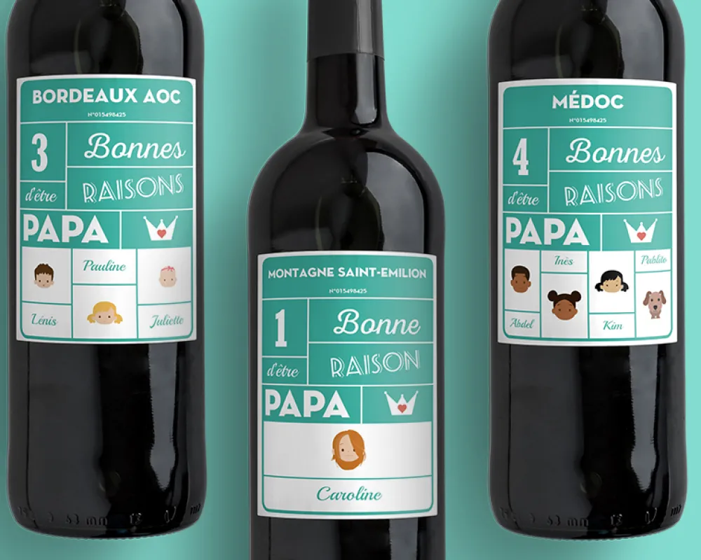 Bouteille de vin de Bordeaux personnalisée papa - Family Circus|Cadeaux.com Hot