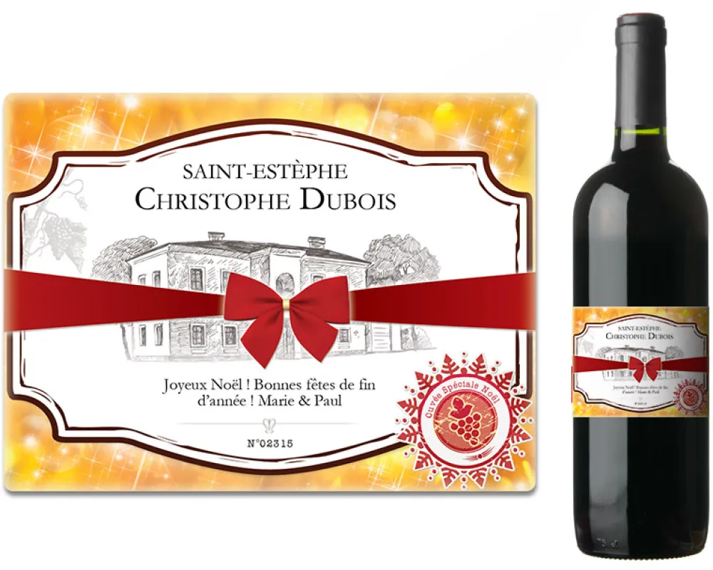 Bouteille de vin de Bordeaux personnalisée Noël - Voeux|Cadeaux.com Clearance