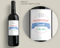 Bouteille de vin de Bordeaux personnalisée anniversaire - Bougies Bleu|Cadeaux.com New