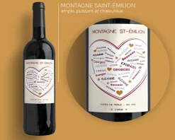 Bouteille de vin de Bordeaux personnalisée prénoms - Coeur Famille|Cadeaux.com