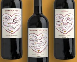 Bouteille de vin de Bordeaux personnalisée prénoms - Coeur Famille|Cadeaux.com
