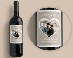 Bouteille de vin de Bordeaux personnalisée photo et message - Coeur Photo|Cadeaux.com Best