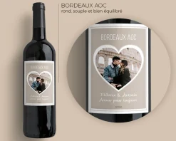 Bouteille de vin de Bordeaux personnalisée photo et message - Coeur Photo|Cadeaux.com Best
