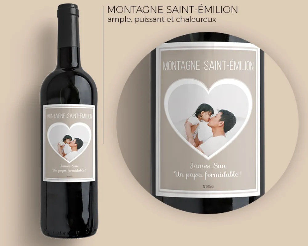 Bouteille de vin de Bordeaux personnalisée photo et message - Coeur Photo|Cadeaux.com Best