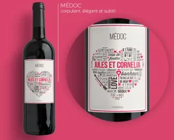 Bouteille de vin de Bordeaux personnalisée couple - Mots d'Amour|Cadeaux.com Outlet
