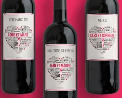 Bouteille de vin de Bordeaux personnalisée couple - Mots d'Amour|Cadeaux.com Outlet
