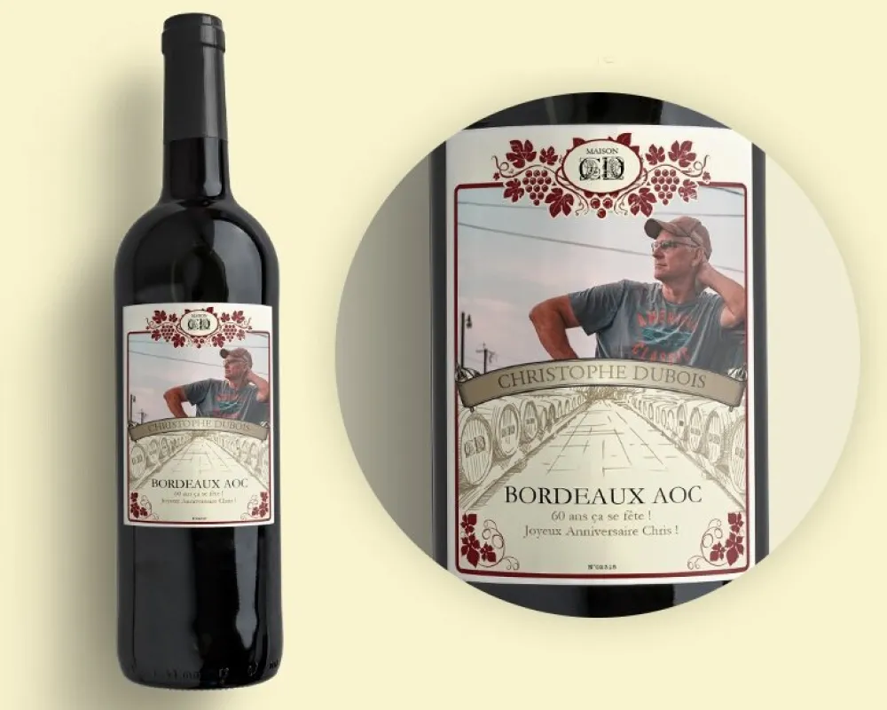 Bouteille de vin de Bordeaux personnalisée photo - Classique|Cadeaux.com Online