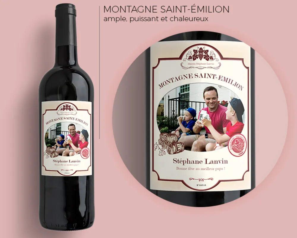 Bouteille de vin de Bordeaux personnalisée photo - Classique|Cadeaux.com Online
