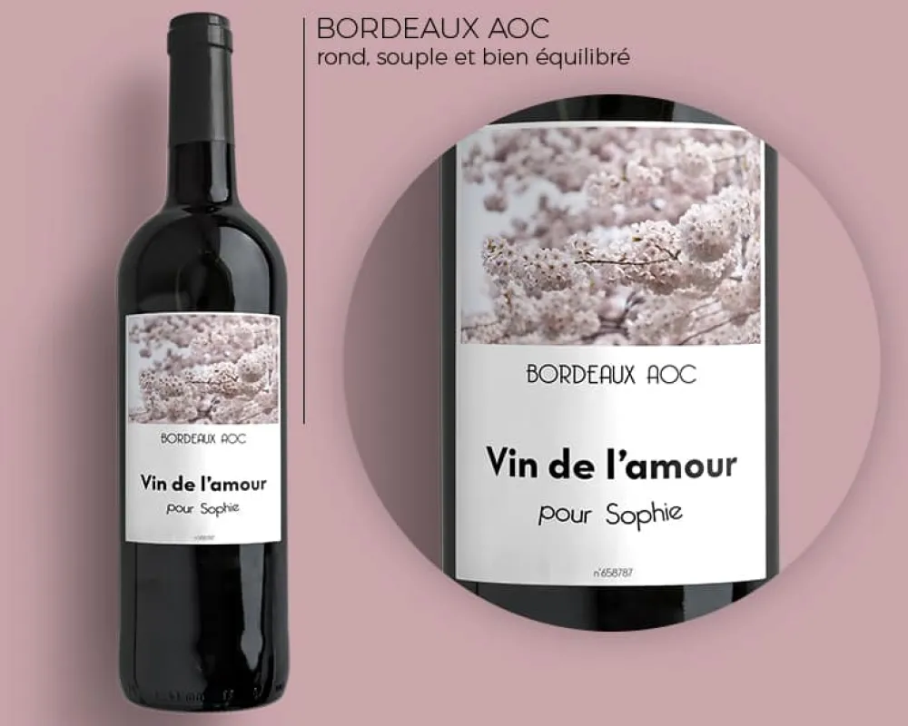 Bouteille de vin de Bordeaux personnalisée message - Fleurs|Cadeaux.com Online